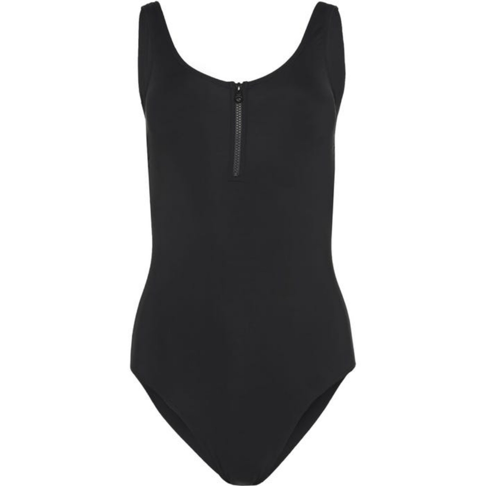 Borealis Fidgi One-piece Swimsuit, Quarter Zip, Backless, Black, Size US Small